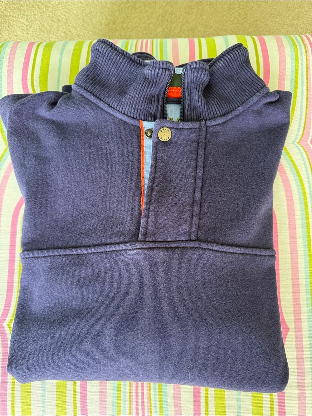 Orvis Navy Half-Zip  with Orange Accent Size Medium